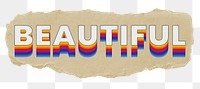 Beautiful png ripped paper word sticker typography, transparent background