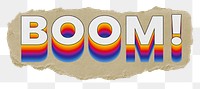 Boom! png ripped paper word sticker typography, transparent background