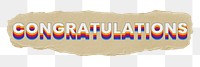 Congratulations png ripped paper word sticker typography, transparent background