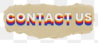 Contact us png ripped paper word sticker typography, transparent background