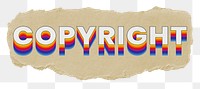 Copyright png ripped paper word sticker typography, transparent background