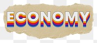 Economy png ripped paper word sticker typography, transparent background