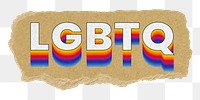 LGBTQ png ripped paper word sticker typography, transparent background