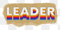 Leader png ripped paper word sticker typography, transparent background