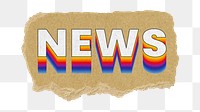 News png ripped paper word sticker typography, transparent background