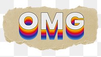 OMG png ripped paper word sticker typography, transparent background