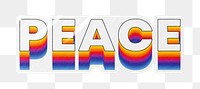 Peace png word sticker typography, layered retro font, transparent background