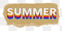 Summer png ripped paper word sticker typography, transparent background