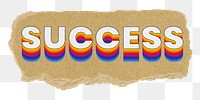 Success png ripped paper word sticker typography, transparent background