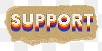 Support png ripped paper word sticker typography, transparent background