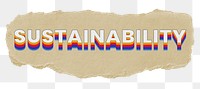 Sustainability png ripped paper word sticker typography, transparent background