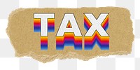 Tax png ripped paper word sticker typography, transparent background