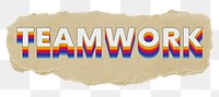 Teamwork png ripped paper word sticker typography, transparent background