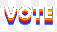 Vote png word sticker typography, layered retro font, transparent background