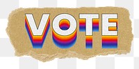 Vote png ripped paper word sticker typography, transparent background