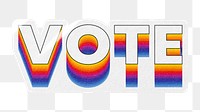 Vote png word sticker typography, layered retro font, transparent background