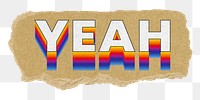 Yeah png ripped paper word sticker typography, transparent background