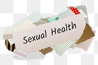 Sexual health png word sticker, aesthetic paper collage typography, transparent background