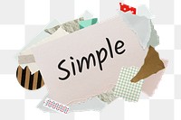 Simple png word sticker, aesthetic paper collage typography, transparent background