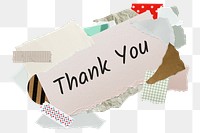 Thank you png word sticker, aesthetic paper collage typography, transparent background