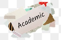 Academic png word sticker, aesthetic paper collage typography, transparent background