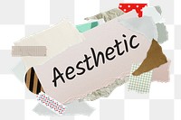 Aesthetic png word sticker, paper collage typography, transparent background