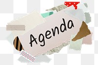 Agenda png word sticker, aesthetic paper collage typography, transparent background