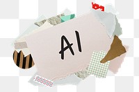 AI png word sticker, aesthetic paper collage typography, transparent background