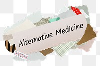 Alternative medicine png word sticker, aesthetic paper collage typography, transparent background