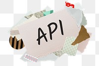 API png word sticker, aesthetic paper collage typography, transparent background