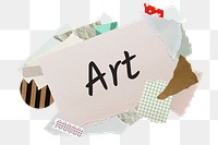 Art png word sticker, aesthetic paper collage typography, transparent background