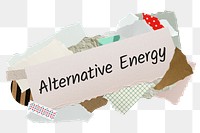 Alternative energy png word sticker, aesthetic paper collage typography, transparent background