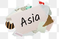 Asia png word sticker, aesthetic paper collage typography, transparent background