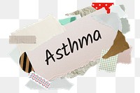 Asthma png word sticker, aesthetic paper collage typography, transparent background