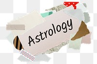 Astrology png word sticker, aesthetic paper collage typography, transparent background