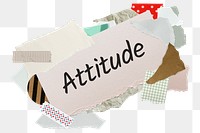 Attitude png word sticker, aesthetic paper collage typography, transparent background
