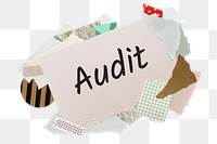 Audit png word sticker, aesthetic paper collage typography, transparent background