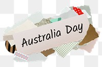 Australia Day png word sticker, aesthetic paper collage typography, transparent background