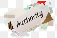 Authority png word sticker, aesthetic paper collage typography, transparent background