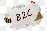 B2C png word sticker, aesthetic paper collage typography, transparent background