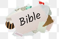 Bible png word sticker, aesthetic paper collage typography, transparent background