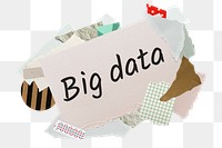 Big data png word sticker, aesthetic paper collage typography, transparent background