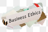 Business ethics png word sticker, aesthetic paper collage typography, transparent background