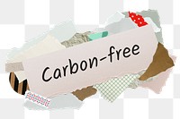 Carbon-free png word sticker, aesthetic paper collage typography, transparent background