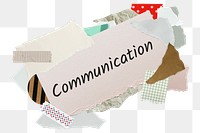 Communication png word sticker, aesthetic paper collage typography, transparent background