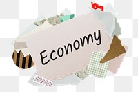 Economy png word sticker, aesthetic paper collage typography, transparent background