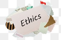 Ethics png word sticker, aesthetic paper collage typography, transparent background