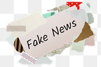 Fake news png word sticker, aesthetic paper collage typography, transparent background