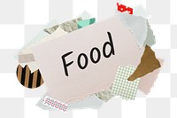 Food png word sticker, aesthetic paper collage typography, transparent background