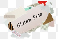 Gluten free png word sticker, aesthetic paper collage typography, transparent background